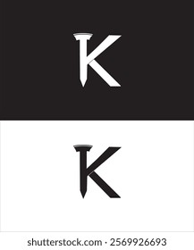 Black and white K letter logo editable file 