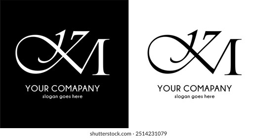 Black and White K and M Vector Logo