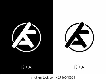 Black white of KA initial letter design