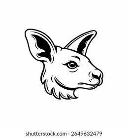  black and white kangaroo head mascot can be used for tattoos and clothing