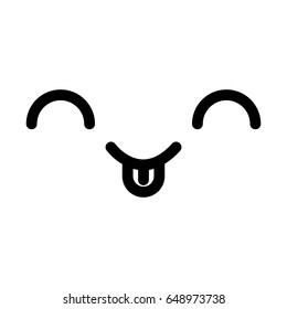 black and white kawaii emoticon face