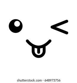 black and white kawaii emoticon face
