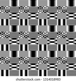 Black and White Kente Cloth Seamless Pattern - Beautiful Kente cloth repeating pattern design