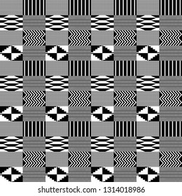 Black and White Kente Cloth Seamless Pattern - Beautiful Kente cloth repeating pattern design