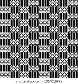 Black and White Kente Cloth Seamless Pattern - Beautiful Kente cloth repeating pattern design