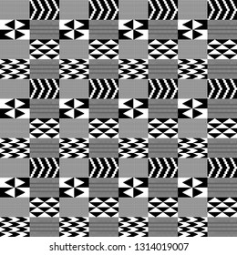 Black and White Kente Cloth Seamless Pattern - Beautiful Kente cloth repeating pattern design