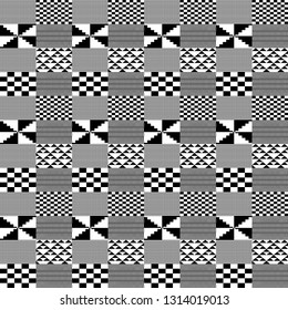 Black and White Kente Cloth Seamless Pattern - Beautiful Kente cloth repeating pattern design