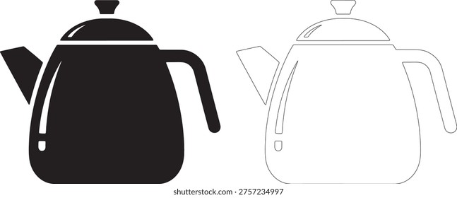 Black and white kettle simple teapot silhouette