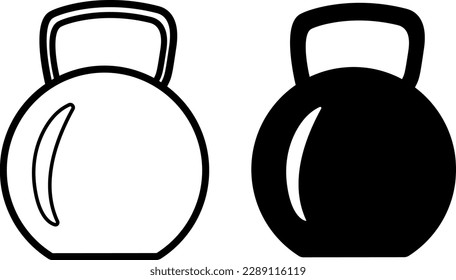 Black and white kettlebell icons. Vector Illustration of Sports Training. Fitness Logo