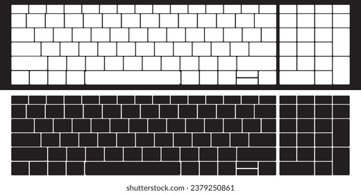 Vector de teclado en blanco y negro. Vector de teclado en blanco.