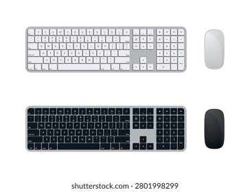 Black and white keyboards and mice