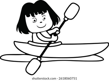 black and white kid girl riding in a canoe