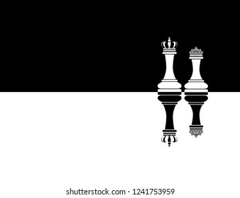 Black And White King And Queen Chess Figure, Vector minimalism landing page background