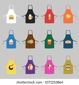 Black and white kitchen aprons classic with eats and drinks fruit vector