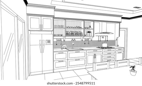 Diseño de cocina en blanco y negro