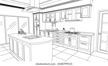 Diseño de cocina en blanco y negro