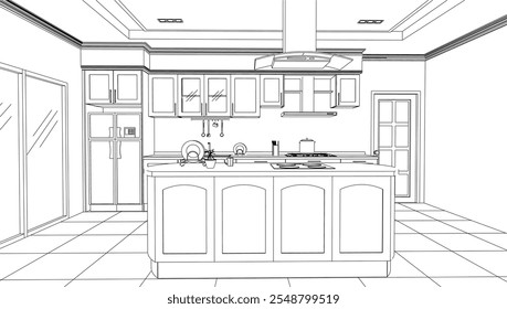 Diseño de cocina en blanco y negro