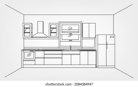 diseño de dibujo de cocina en blanco y negro