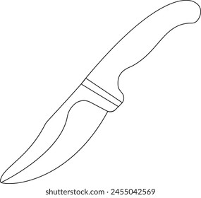 Black and White Kitchen knife Brown handle In a white background for assembling or creating teaching materials for moms doing