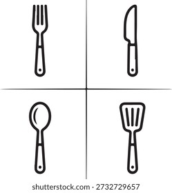 Preto e branco de utensílios de cozinha em faca de garfo de talheres de fundo branco