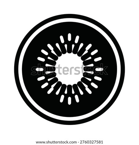 A black and white kiwi fruit logo on a white background