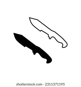  Waffe mit schwarz-weißem Messer, Vektorgrafik