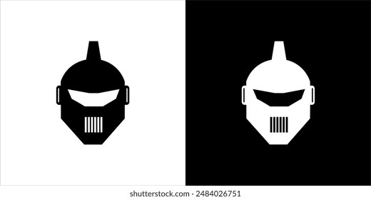 black and white knight soldier helmet vector