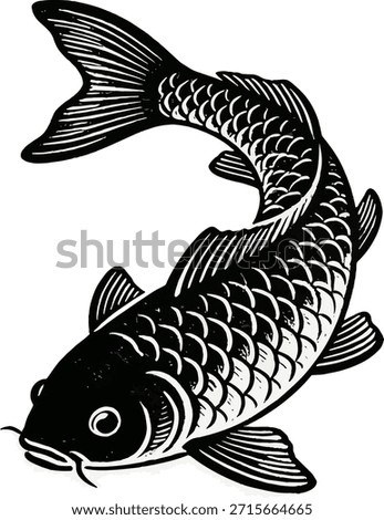 Black and White Koi Fish Illustration