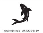 Black and White Koi Fish Silhouette Vector