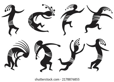 Black and white Kokopelli illustration design art