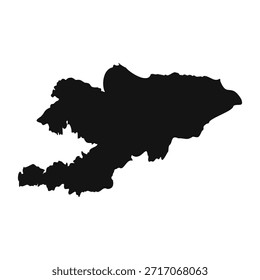 Mapa simples em preto e branco do Quirguistão