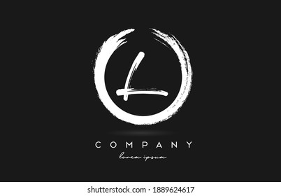 black and white L alphabet letter logo icon. Vintage grunge design for company and business with circle