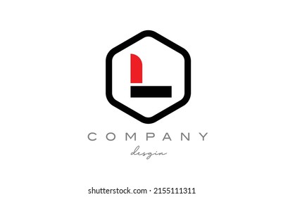 black and white L alphabet letter logo icon design with hexagon. Creative template for company and business
