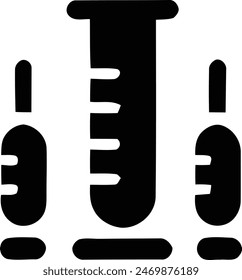 Conjunto de iconos de laboratorio en blanco y negro, representación minimalista de equipos científicos.