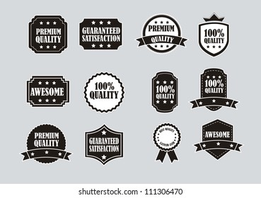 black and white labels over gray background. vector illustration