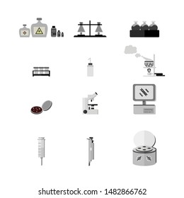 Black and white laboratory equipment flat design.