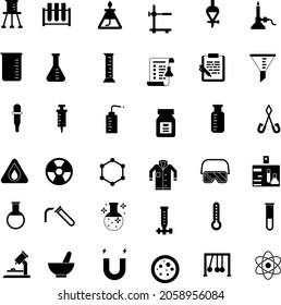 Equipos de laboratorio en blanco y negro elementos conjunto de colección de vectores planos