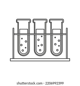 Icono del matraz de laboratorio blanco y negro. Suministros escolares.