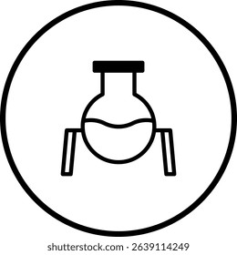Black and white laboratory flask icon symbolizing scientific research and experimentation