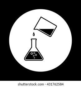 Black and white laboratory glass icon     