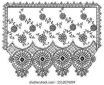 Black White Lace Border Flowers Fashion Stock Vector (royalty Free 