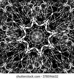 Black and white lace ethnic motifs seamless pattern.