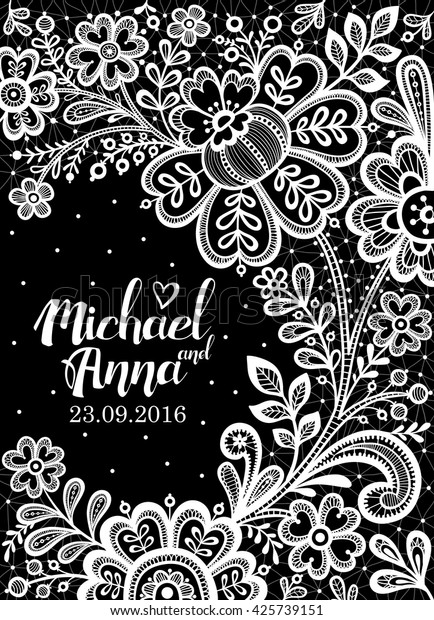 Black White Lace Floral Background Lace Stock Vector Royalty Free