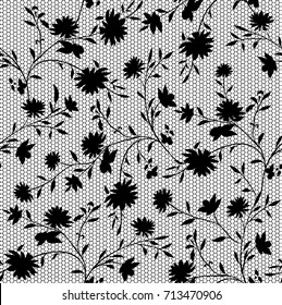 Black And White Lace  Floral Pattern