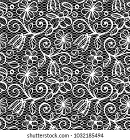 Black and white Lace Seamless Pattern.