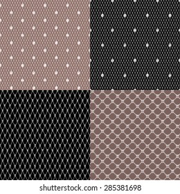 Black and White Lace Seamless Patterns.
