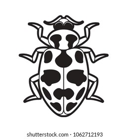 black and white lady bird with spots vector cartoon