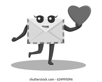 black and white lady envelope holding love black and white style