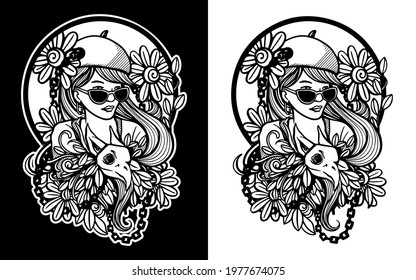 black and white lady vector image