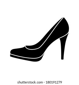 Black and white lady's shoe icon.